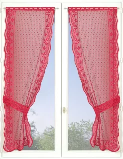 Rideau Uni Dentelle Polyester Finition écailles - La Paire