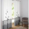 Rideau Panneau Voile Motif Orchidée Finition Oeillets