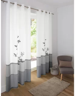 Rideau Panneau Voile Motif Orchidée Finition Oeillets