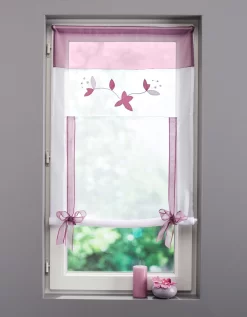 Store Remontable Voile Motif Orchidée Finition Passe-tringle