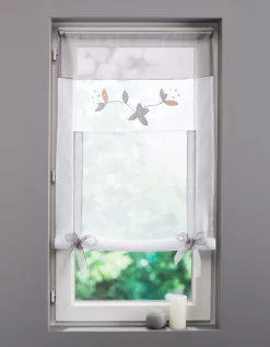 Store Remontable Voile Motif Orchidée Finition Passe-tringle