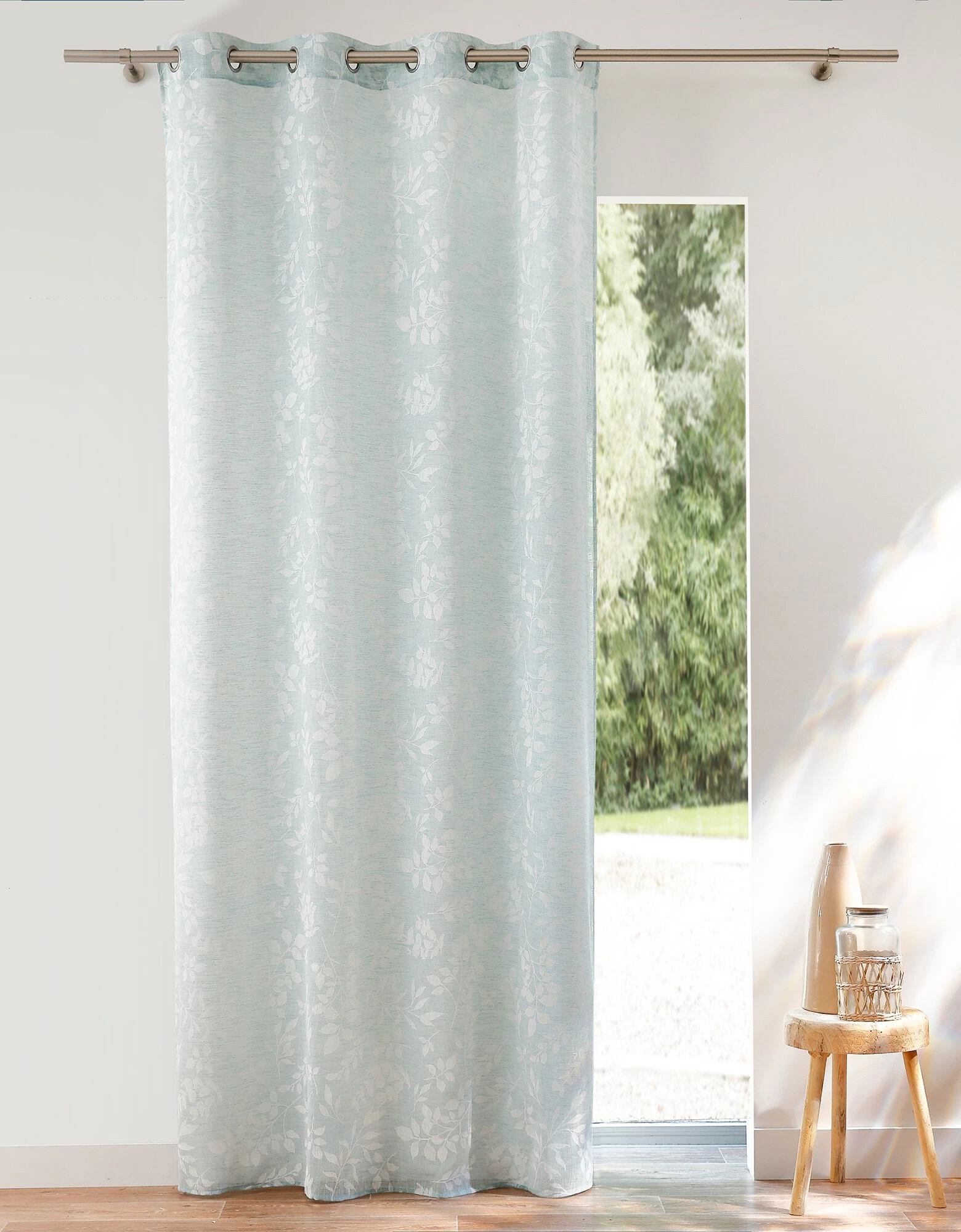 Voilage Imprimé Feuillage étamine Effet Lin 1 Voilage Imprimé Feuillage étamine Effet Lin