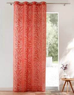 Panneau Voile Dévoré Motif Feuillage