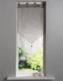 Vitrage Voile Double Uni Forme Pointe Finition Pattes