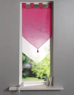 Vitrage Voile Double Uni Forme Pointe Finition Pattes