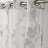 Rideau Panneau Voile Imprimé Fleurs Finition Oeillets