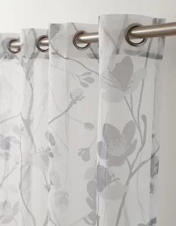 Rideau Panneau Voile Imprimé Fleurs Finition Oeillets