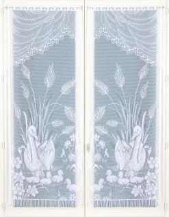 Vitrage Droit Motif Cygnes - Paire
