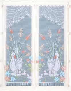 Vitrage Droit Motif Cygnes - Paire