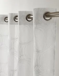 Panneau Voile étamine Brodé Sphères Finition Oeillets