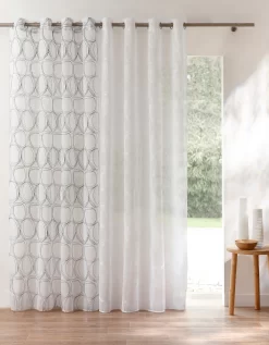 Panneau Voile étamine Brodé Sphères Finition Oeillets -Valeurs des doublures de lit. 323822 C02 zoomx vue5