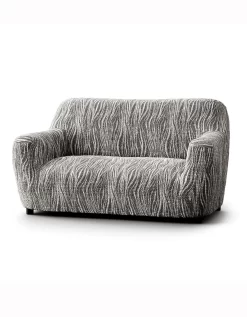 Housse Bi-extensible Microfibre Imprimé Vagues Pour Fauteuil Et Canapé