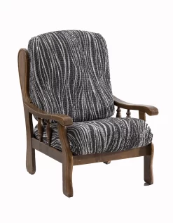 Housse Microfibre Bi-extensible Imprimé Vagues Spéciale Fauteuil Rustique