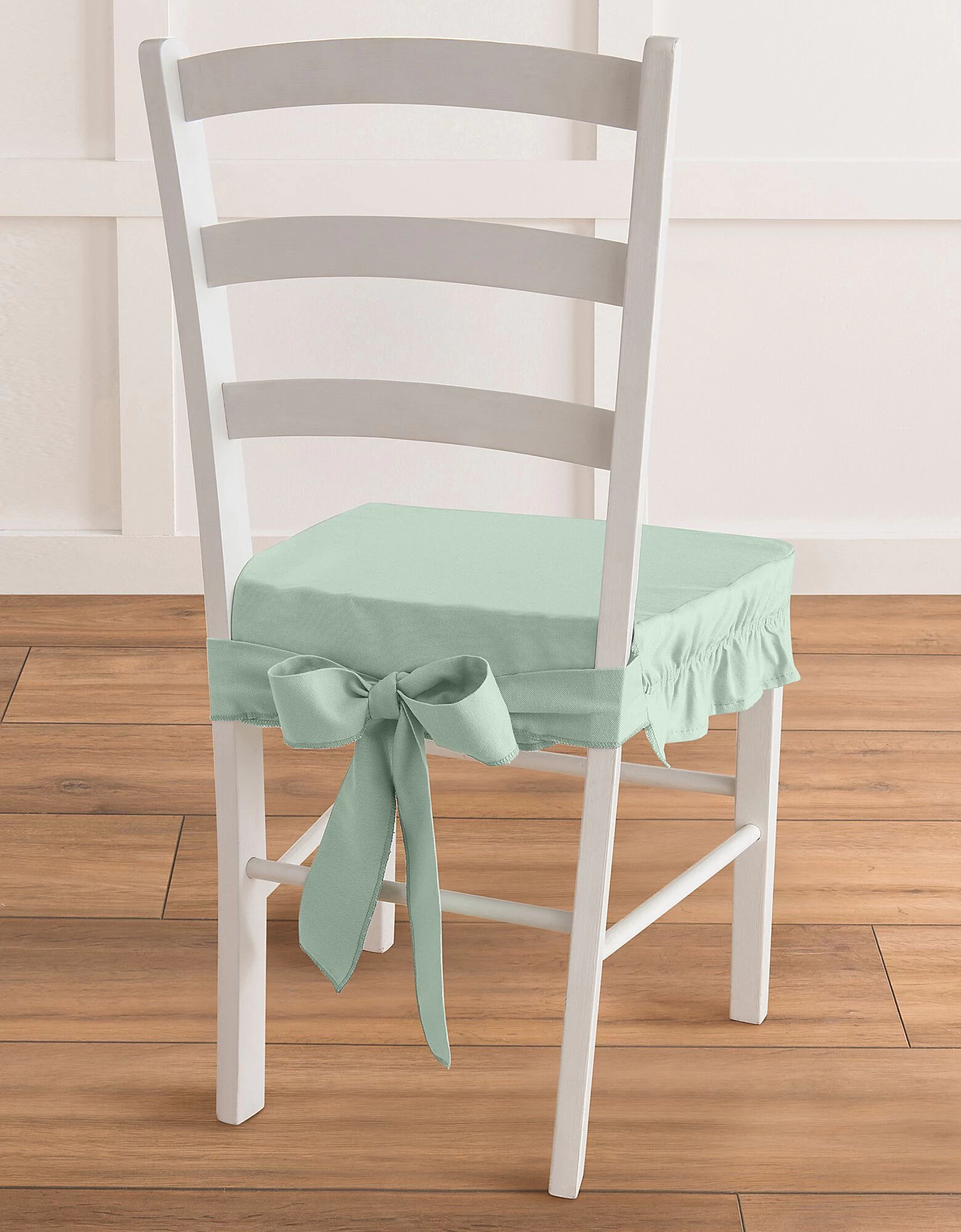 Housse Chaise Unie Volantée Coton Bachette 1 Housse Chaise Unie Volantée Coton Bachette