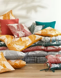 Housse De Coussin Carrée Imprimé Feuillage - Lot De 2 -Valeurs des doublures de lit. 327482 C02 zoomx vue6