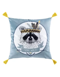 Coussin Pompons Déhoussable Imprimé Filou